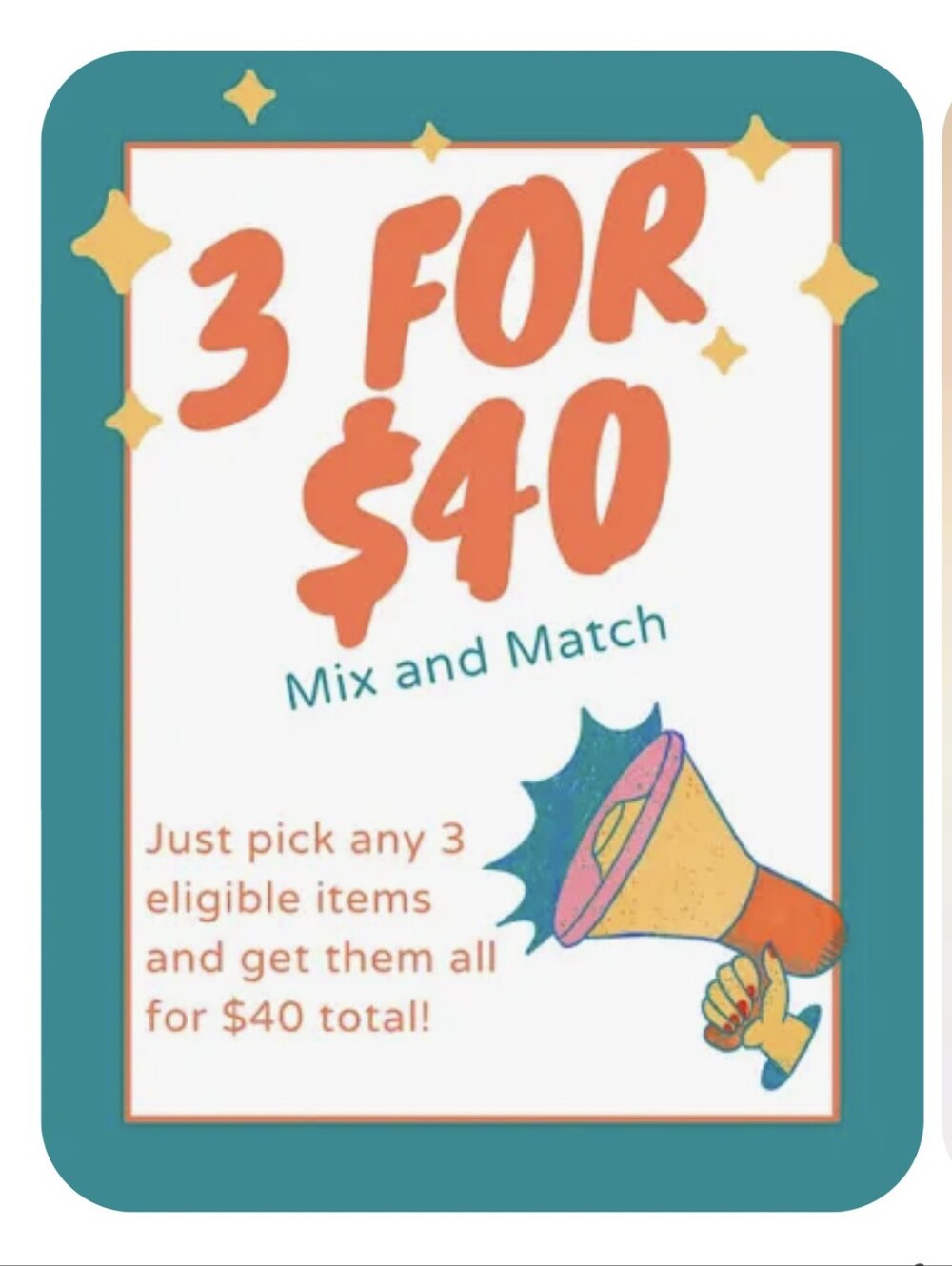 3 FOR $40 Mix & Match Just pick any 3 🍁marked eligible items get them for $40